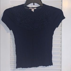 navy tee with lace detail (NWOT)